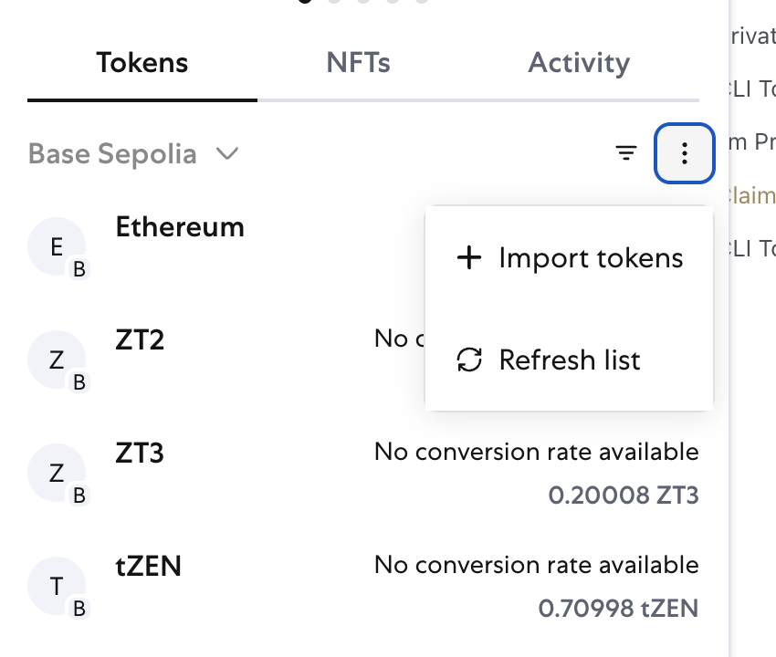 Import ZE  token